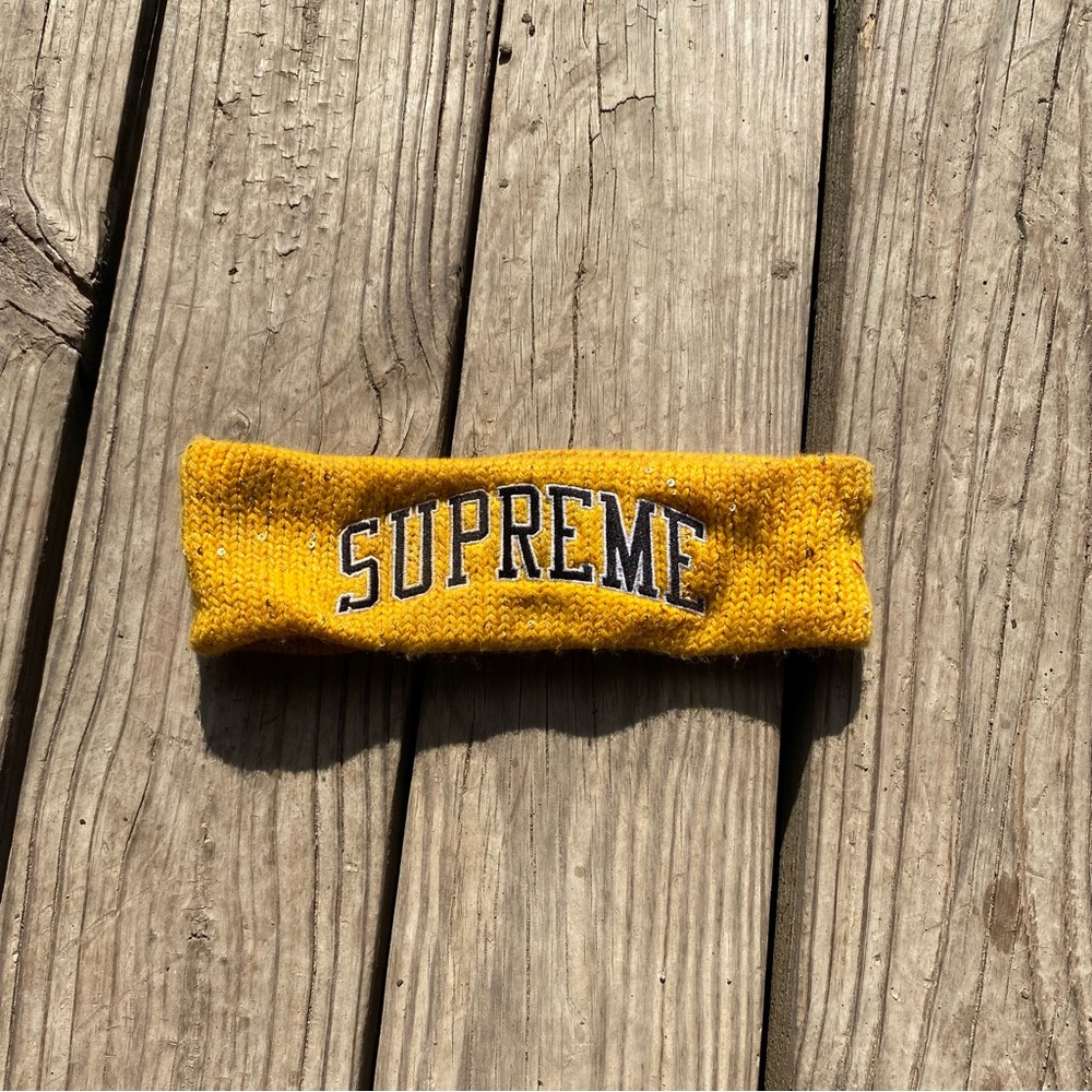 Supreme New Era Sequin Arc Logo Headband Yellow